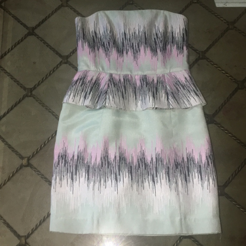 Ali Ro gorgeous printed satin strapless dress